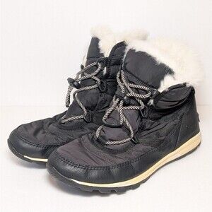 Sorel Kid's Whitney Waterproof Black Flurry Boots